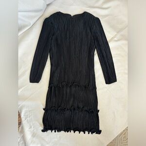 George F Couture black silk ruffled hem dress